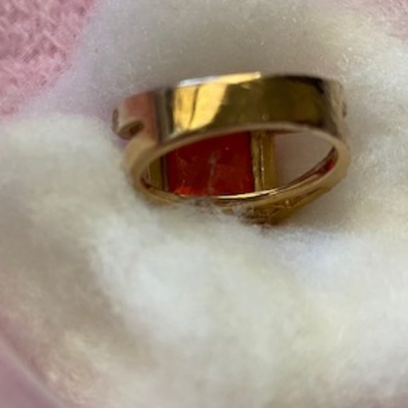 LARGE 1" Square Cut SIMULATED FIRE OPAL Double CZ ROSE GF Wide Band * 6 or 6.25 - Picture 5 of 7